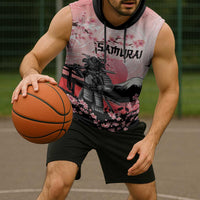 Personalised Japan Samurai Warrior Sleeveless Hoodie Japanese Cherry Blossom Polynesian Pattern - Polynesian Pride
