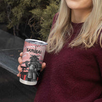 Personalised Japan Samurai Warrior Tumbler Cup Japanese Cherry Blossom Polynesian Pattern - Polynesian Pride