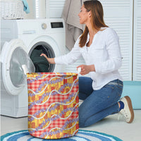 Hawaii Kahili Palaka Motifs Laundry Basket Hawaiian Honohono Pikake Lei
