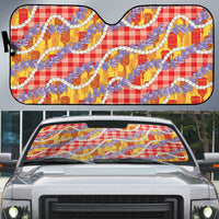 Hawaii Kahili Palaka Motifs Auto Sun Shade Hawaiian Honohono Pikake Lei