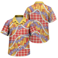 Hawaii Kahili Palaka Motifs Family Matching Short Sleeve Bodycon Dress and Hawaiian Shirt Hawaiian Honohono Pikake Lei LT14 Son's Shirt Red - Polynesian Pride