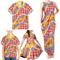 Hawaii Kahili Palaka Motifs Family Matching Tank Maxi Dress and Hawaiian Shirt Hawaiian Honohono Pikake Lei LT14 - Polynesian Pride