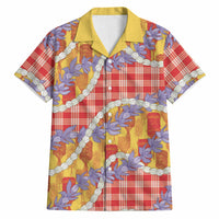 Hawaii Kahili Palaka Motifs Hawaiian Shirt Hawaiian Honohono Pikake Lei LT14 Red - Polynesian Pride