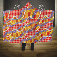 Hawaii Kahili Palaka Motifs Hooded Blanket Hawaiian Honohono Pikake Lei
