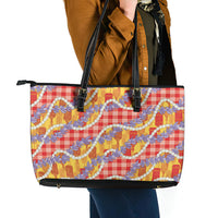 Hawaii Kahili Palaka Motifs Leather Tote Bag Hawaiian Honohono Pikake Lei