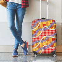 Hawaii Kahili Palaka Motifs Luggage Cover Hawaiian Honohono Pikake Lei