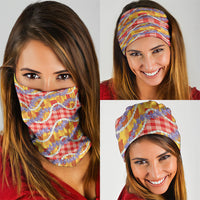 Hawaii Kahili Palaka Motifs Neck Gaiter Hawaiian Honohono Pikake Lei