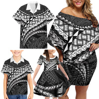 Hawaii Lauhala Tattoo Family Matching Off Shoulder Short Dress and Hawaiian Shirt Hawaiian Hala Leaf Weaving