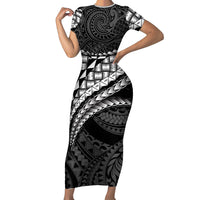 Hawaii Lauhala Tattoo Family Matching Short Sleeve Bodycon Dress and Hawaiian Shirt Hawaiian Hala Leaf Weaving