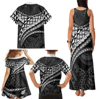 Hawaii Lauhala Tattoo Family Matching Tank Maxi Dress and Hawaiian Shirt Hawaiian Hala Leaf Weaving LT14 Mom's Dress Black - Polynesian Pride