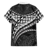 Hawaii Lauhala Tattoo Family Matching Tank Maxi Dress and Hawaiian Shirt Hawaiian Hala Leaf Weaving LT14 Dad's Shirt - Long Sleeve Black - Polynesian Pride