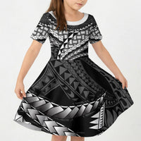 Hawaii Lauhala Tattoo Kid Short Sleeve Dress Hawaiian Hala Leaf Weaving LT14 KID Black - Polynesian Pride
