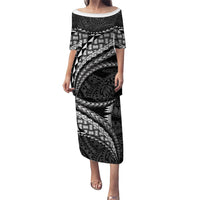 Hawaii Lauhala Tattoo Puletasi Hawaiian Hala Leaf Weaving LT14 Long Dress Black - Polynesian Pride