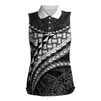 Hawaii Lauhala Tattoo Women Sleeveless Polo Shirt Hawaiian Hala Leaf Weaving