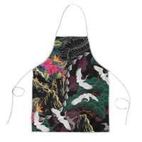 Hawaiian and Japanese Culture Apron Crane Sakura Hibiscus Tropical Vibes