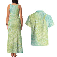Baby Green Gradient Polynesia Couples Matching Tank Maxi Dress and Hawaiian Shirt Hawaiian Tribal Hammerhead Shark Tattoo
