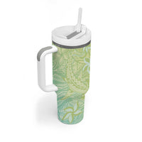 Baby Green Gradient Polynesia Tumbler With Handle Hawaiian Tribal Hammerhead Shark Tattoo