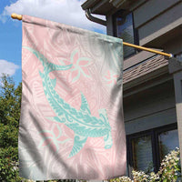 Baby Pink Gradient Polynesia Garden Flag Hawaiian Tribal Hammerhead Shark Tattoo LT14 - Polynesian Pride