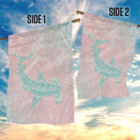 Baby Pink Gradient Polynesia Garden Flag Hawaiian Tribal Hammerhead Shark Tattoo LT14 - Polynesian Pride