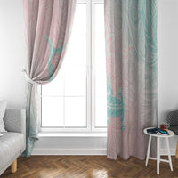 Baby Pink Gradient Polynesia Window Curtain Hawaiian Tribal Hammerhead Shark Tattoo