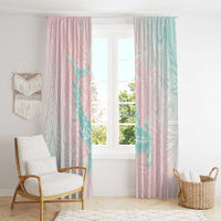 Baby Pink Gradient Polynesia Window Curtain Hawaiian Tribal Hammerhead Shark Tattoo