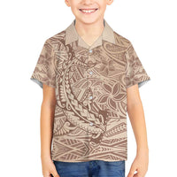 Pink Gradient Polynesia Family Matching Summer Maxi Dress and Hawaiian Shirt Hawaiian Tribal Hammerhead Shark Tattoo