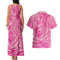 Beige Gradient Polynesia Couples Matching Tank Maxi Dress and Hawaiian Shirt Hawaiian Tribal Hammerhead Shark Tattoo