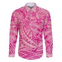 Beige Gradient Polynesia Family Matching Puletasi and Hawaiian Shirt Hawaiian Tribal Hammerhead Shark Tattoo