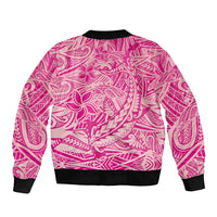Beige Gradient Polynesia Sleeve Zip Bomber Jacket Hawaiian Tribal Hammerhead Shark Tattoo