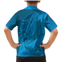 Blue Gradient Polynesia Family Matching Mermaid Dress and Hawaiian Shirt Hawaiian Tribal Hammerhead Shark Tattoo