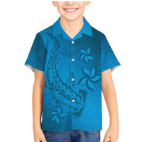 Blue Gradient Polynesia Family Matching Mermaid Dress and Hawaiian Shirt Hawaiian Tribal Hammerhead Shark Tattoo