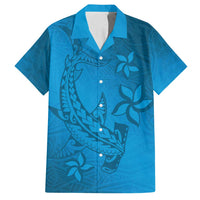 Blue Gradient Polynesia Family Matching Tank Maxi Dress and Hawaiian Shirt Hawaiian Tribal Hammerhead Shark Tattoo