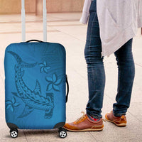 Blue Gradient Polynesia Luggage Cover Hawaiian Tribal Hammerhead Shark Tattoo