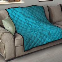 Dark Cyan Gradient Polynesia Quilt Hawaiian Tribal Hammerhead Shark Tattoo