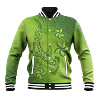 Green Gradient Polynesia Baseball Jacket Hawaiian Tribal Hammerhead Shark Tattoo