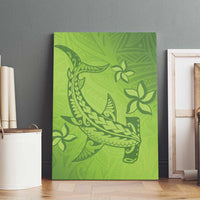 Green Gradient Polynesia Canvas Wall Art Hawaiian Tribal Hammerhead Shark Tattoo