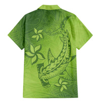 Green Gradient Polynesia Family Matching Mermaid Dress and Hawaiian Shirt Hawaiian Tribal Hammerhead Shark Tattoo