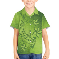 Green Gradient Polynesia Kid Hawaiian Shirt Hawaiian Tribal Hammerhead Shark Tattoo LT14 Kid Green - Polynesian Pride