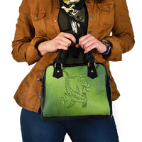 Green Gradient Polynesia Shoulder Handbag Hawaiian Tribal Hammerhead Shark Tattoo