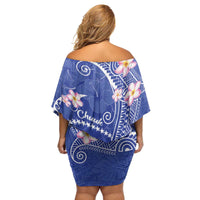 FSM Chuuk Constitution Day Family Matching Off Shoulder Short Dress and Hawaiian Shirt Frangipani Flowers Polynesian Curves Style