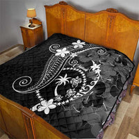 FSM Chuuk Quilt Turtle Tropical Flowers Polynesian - Black
