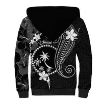 FSM Chuuk Sherpa Hoodie Turtle Tropical Flowers Polynesian - Black