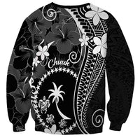 FSM Chuuk Sweatshirt Turtle Tropical Flowers Polynesian - Black