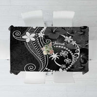 FSM Chuuk Tablecloth Turtle Tropical Flowers Polynesian - Black