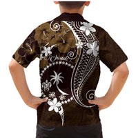 FSM Chuuk Family Matching Mermaid Dress and Hawaiian Shirt Turtle Tropical Flowers Polynesian - Brown