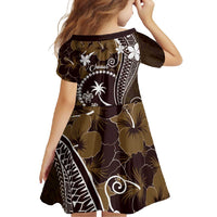 FSM Chuuk Family Matching Tank Maxi Dress and Hawaiian Shirt Turtle Tropical Flowers Polynesian - Brown