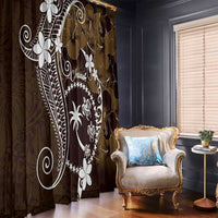 FSM Chuuk Window Curtain Turtle Tropical Flowers Polynesian - Brown