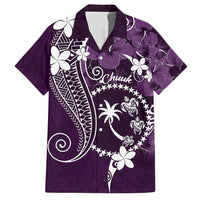 FSM Chuuk Hawaiian Shirt Turtle Tropical Flowers Polynesian - Purple