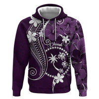 FSM Chuuk Hoodie Turtle Tropical Flowers Polynesian - Purple