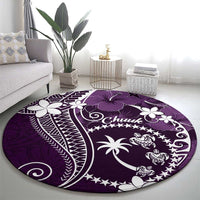 FSM Chuuk Round Carpet Turtle Tropical Flowers Polynesian - Purple